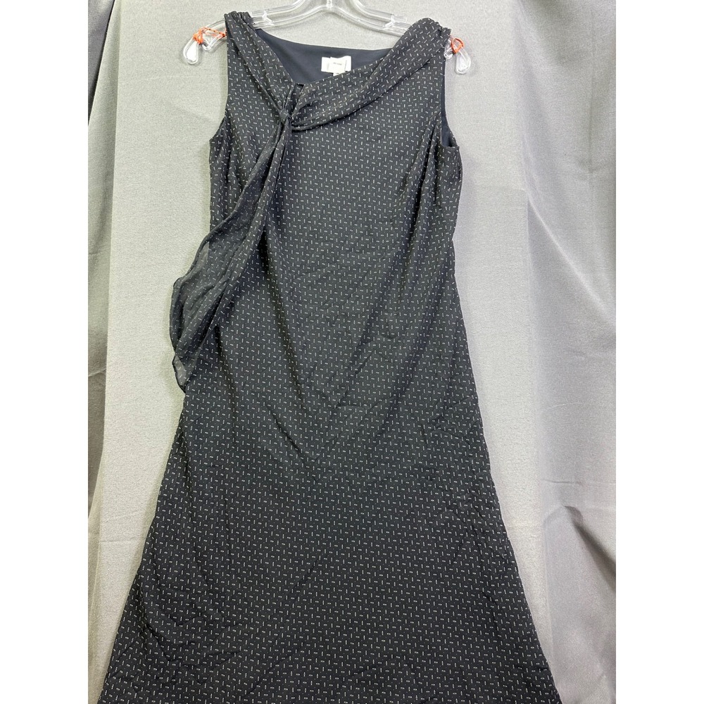 Ann Taylor Loft Petites Black White Geometric Dot Cowl Tie Neck Midi Dress 10P